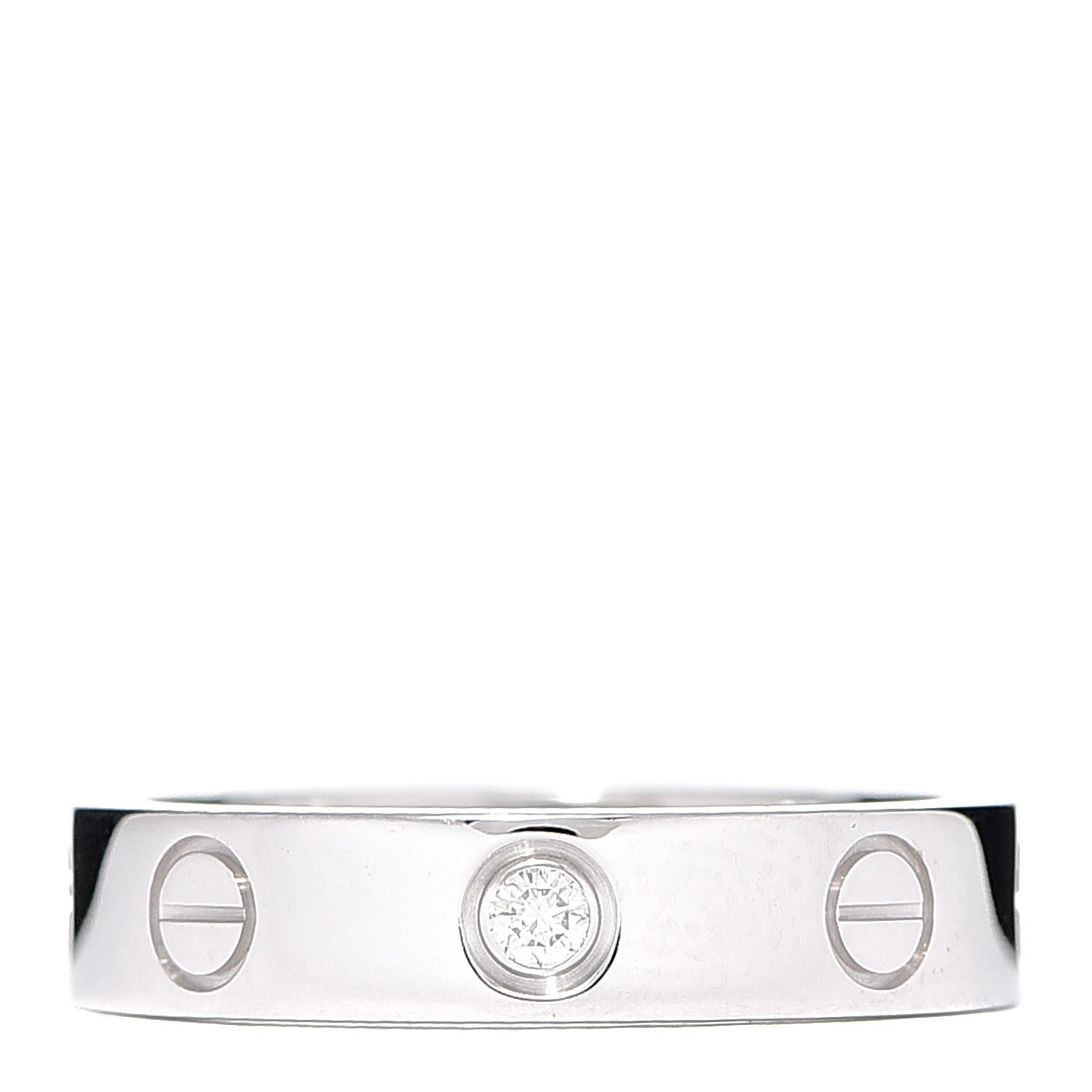 Cartier 18K White Gold Diamond 4mm LOVE Wedding Band Ring 48 4.5 1 of 4