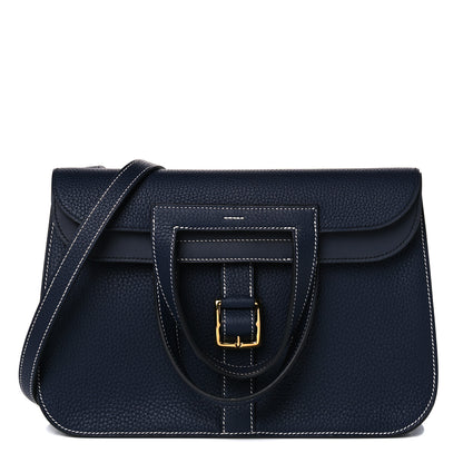 Hermes Taurillon Clemence Halzan 31 GM Bleu Nuit 1 of 12
