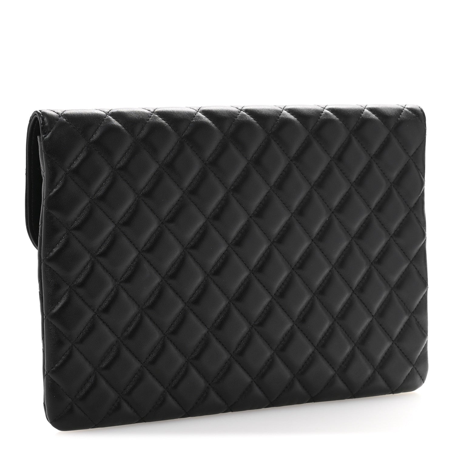 Chanel Lambskin Enamel Quilted Document Portfolio Holder Black 3 of 9