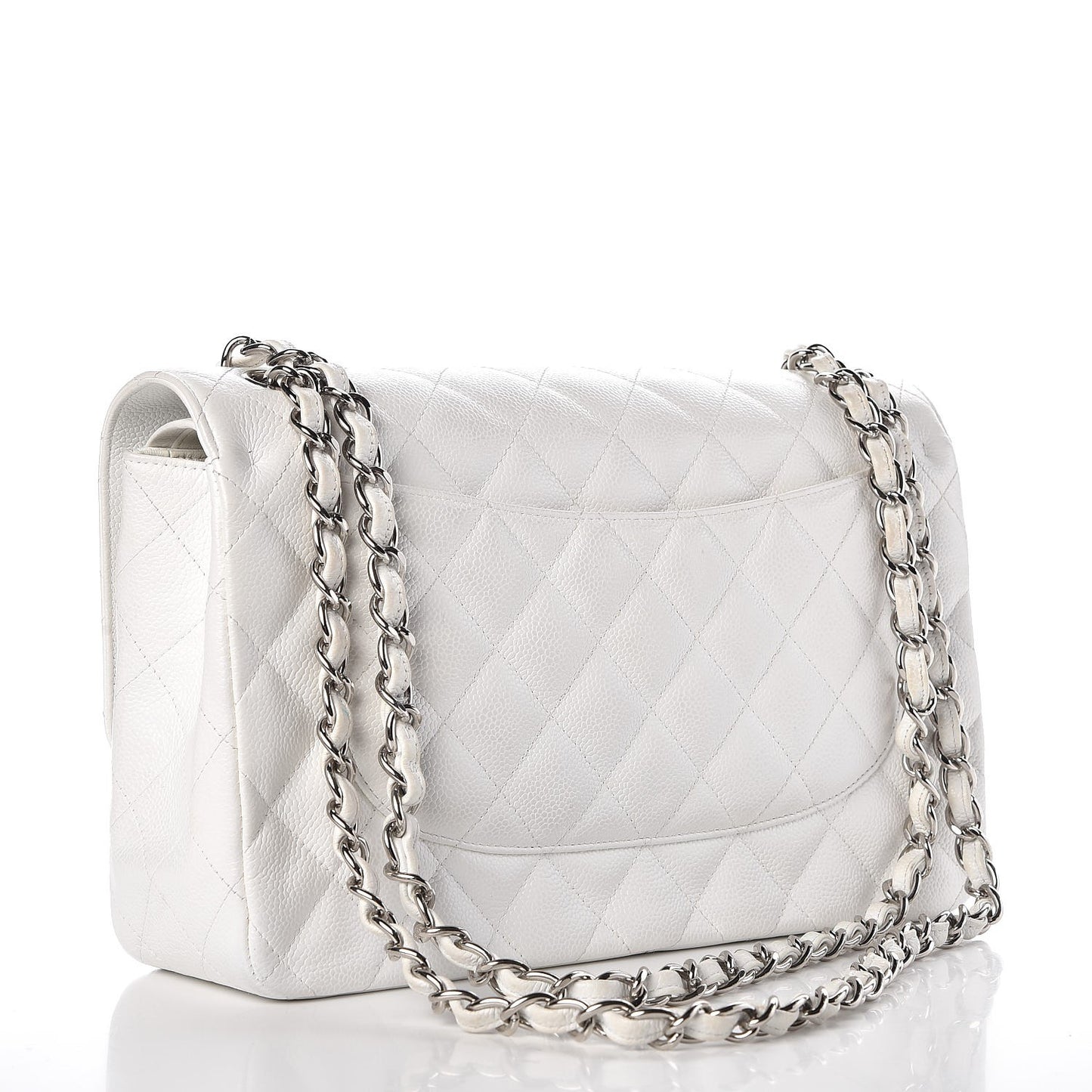 Caviar Quilted Jumbo Double Flap White