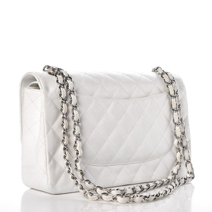 Chanel Caviar Quilted Jumbo Double Flap White 4 of 12