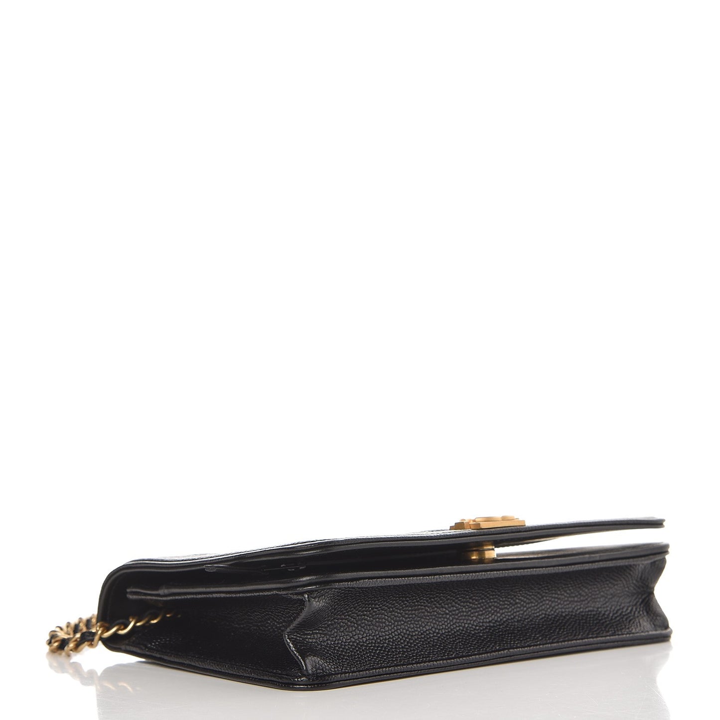 Caviar Chevron Quilted Boy Wallet On Chain WOC Black