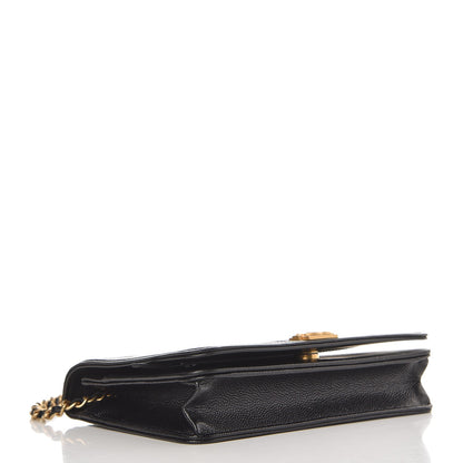 Chanel Caviar Chevron Quilted Boy Wallet On Chain WOC Black 4 of 9