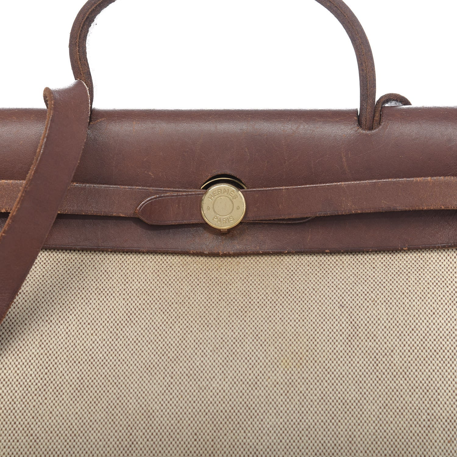 Hermes Toile Vache Calfskin Herbag 30 PM Natural 19 of 19