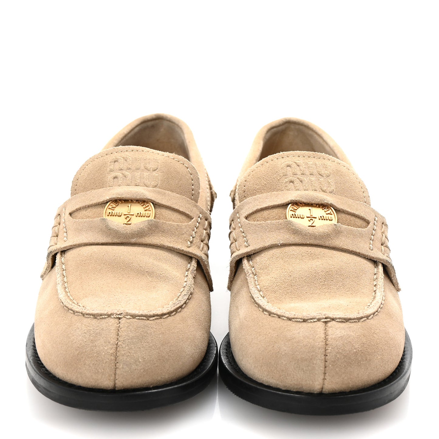 Suede Penny Loafers 36 Ecru