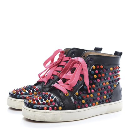 Christian Louboutin Calfskin Spike Louis Flat Sneakers 38 Black Multi 3 of 10