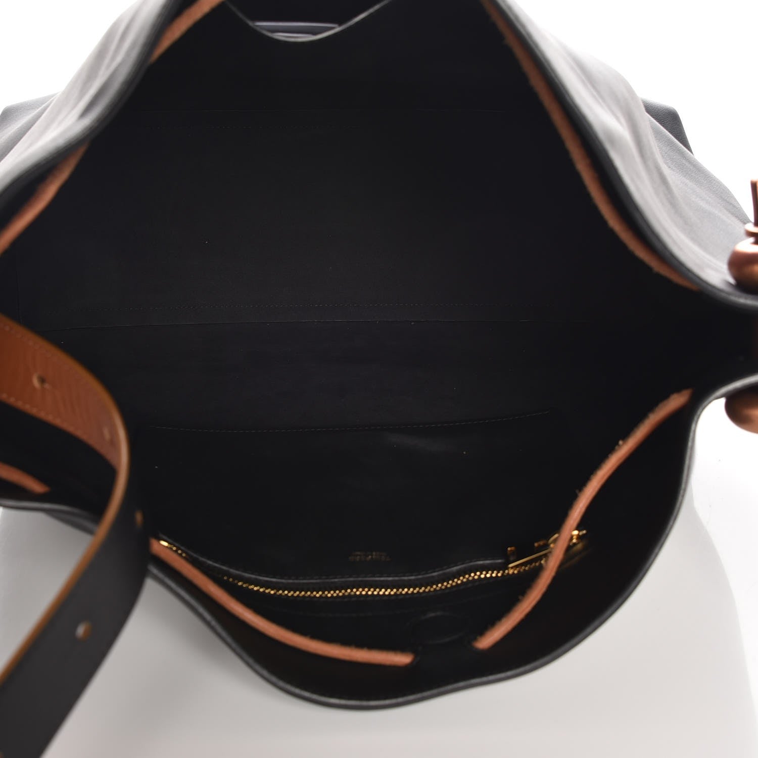 Tom Ford Calfskin Fisherman Hook Drawstring Hobo Bag Black 5 of 6