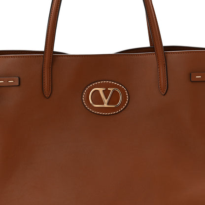 Valentino Garavani Calfskin Vlogo Large Antibes Tote  Saddle Brown 7 of 9