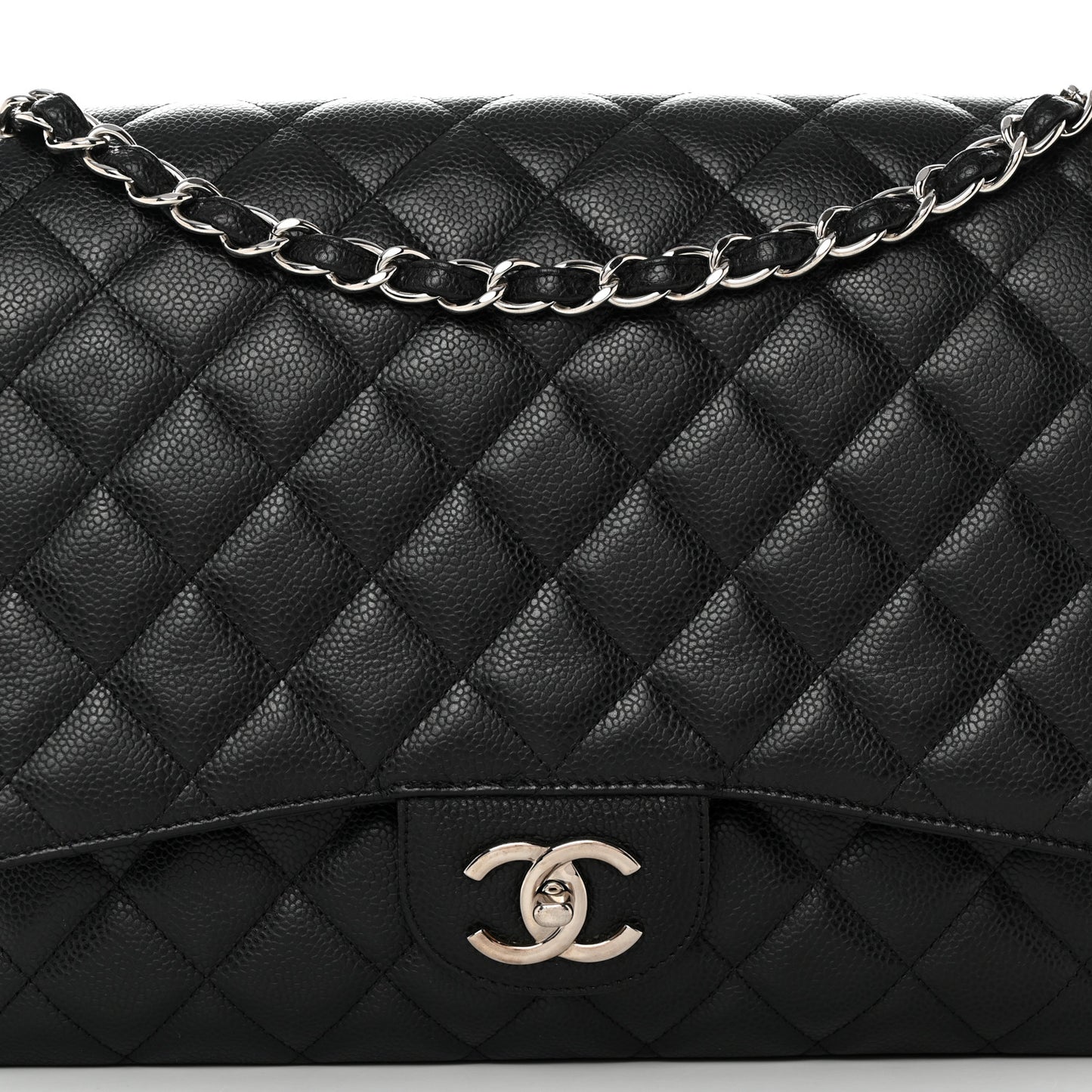 Caviar Quilted Maxi Double Flap Black