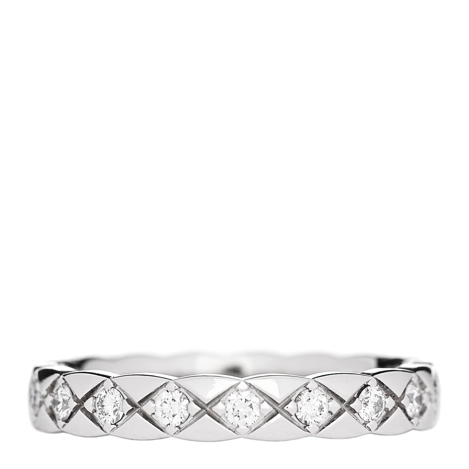 Chanel 18K White Gold Diamond Mini Coco Crush Ring 52 6 1 of 5