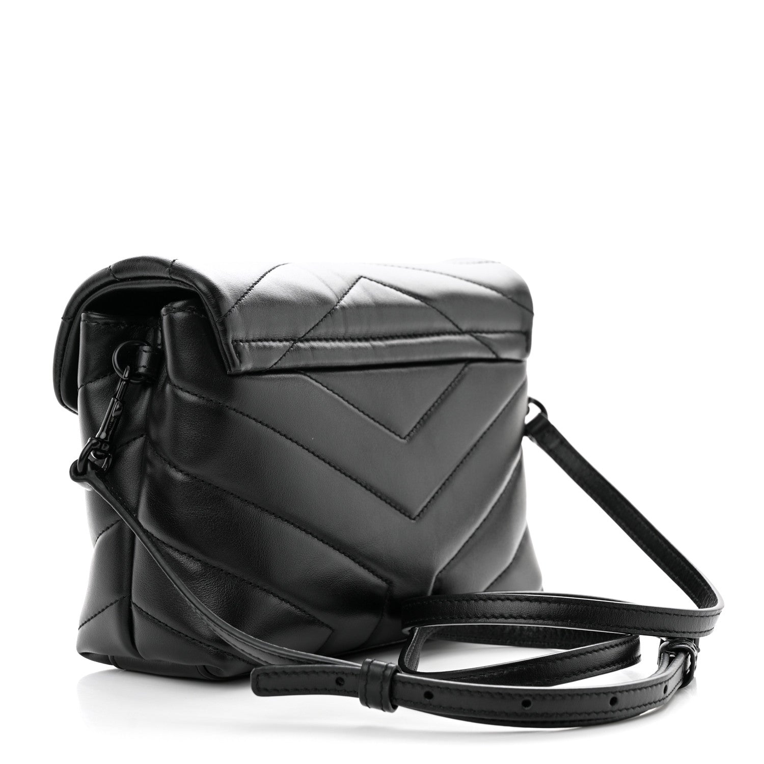 Saint Laurent Calfskin Y Quilted Monogram Monochrome Toy Loulou Crossbody Bag Black 3 of 9