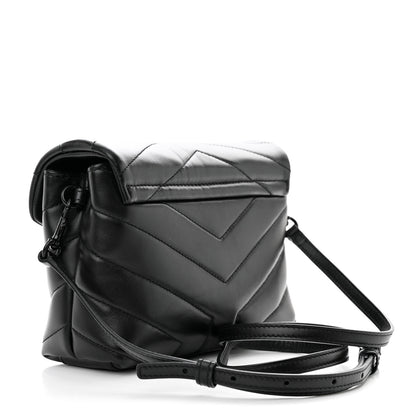 Saint Laurent Calfskin Y Quilted Monogram Monochrome Toy Loulou Crossbody Bag Black 3 of 9