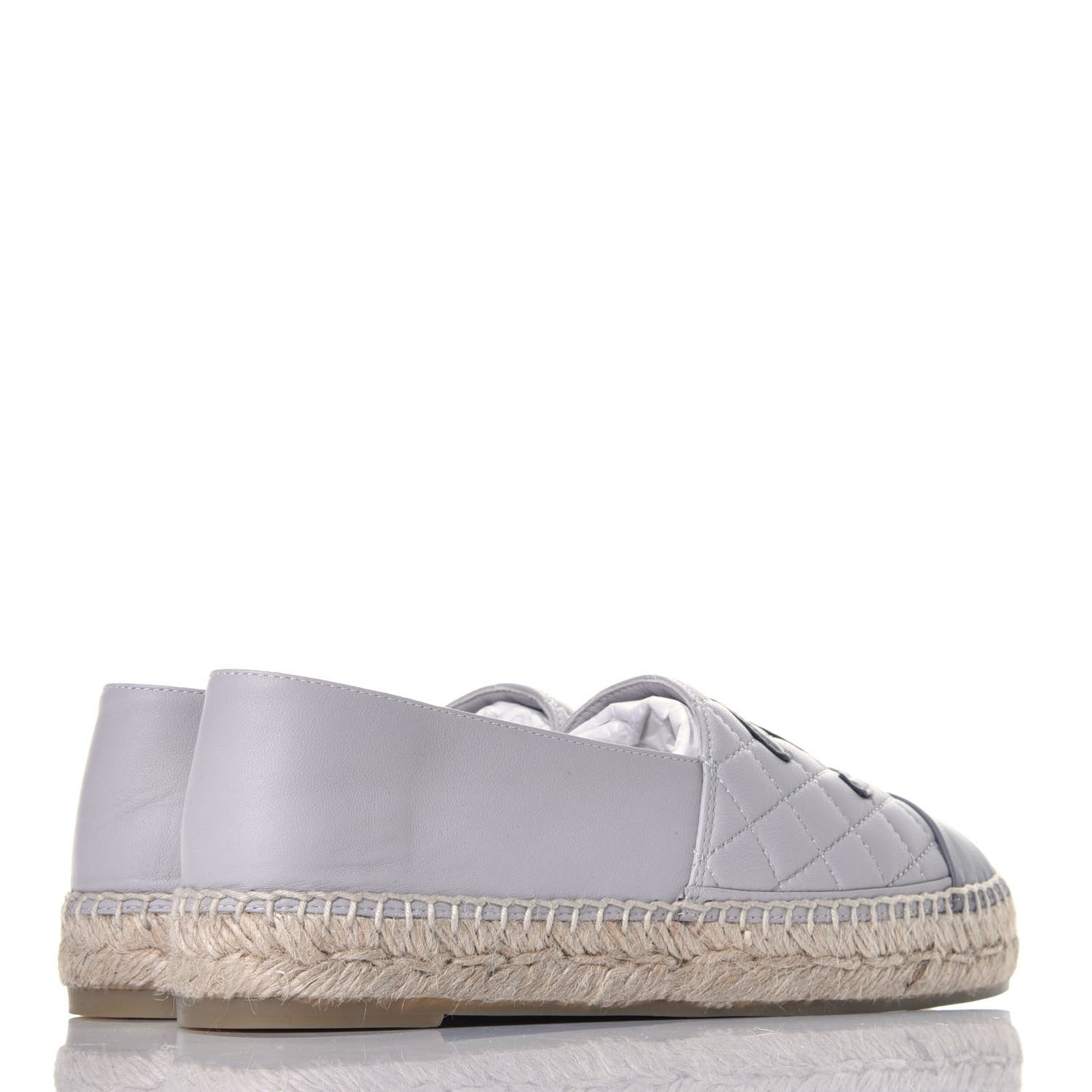 Lambskin Quilted CC Espadrilles 37 Grey