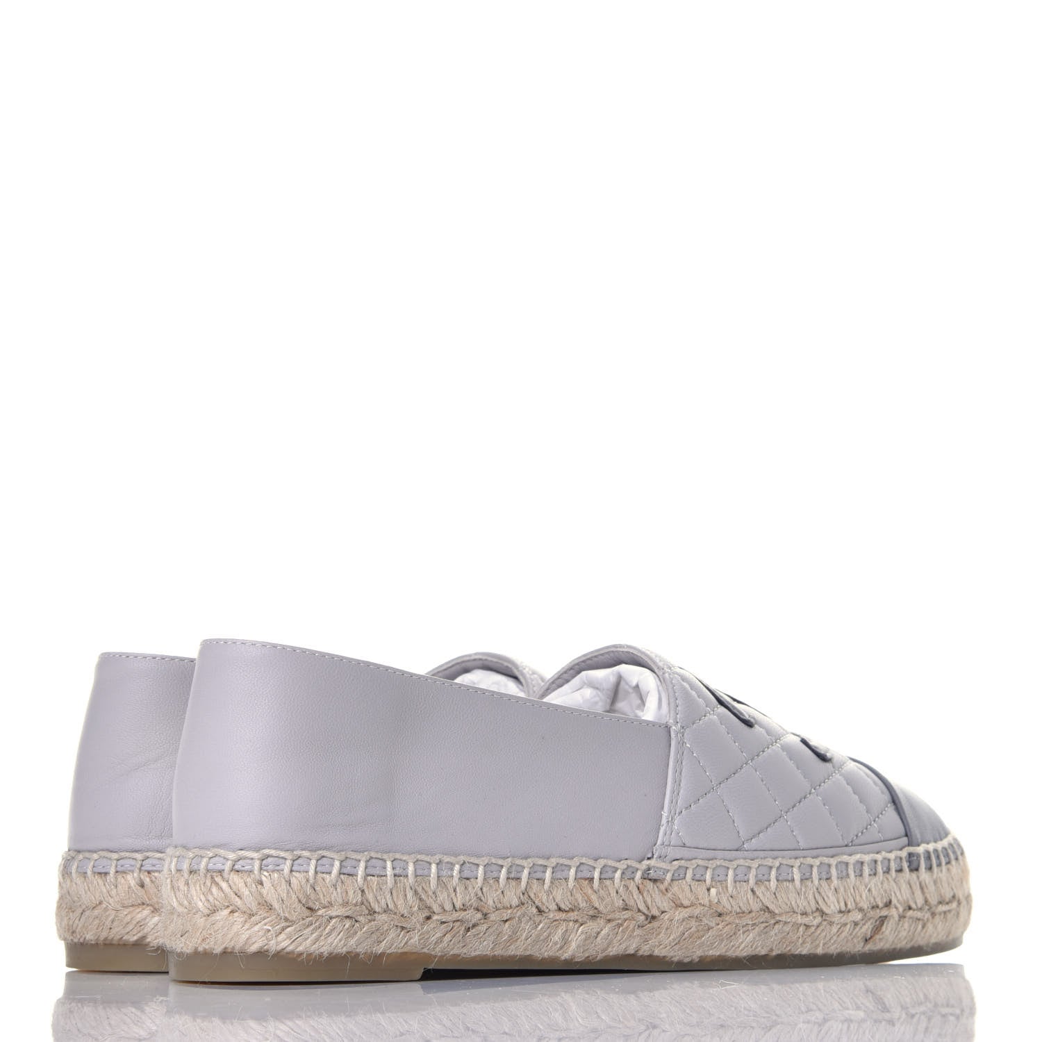 Chanel Lambskin Quilted CC Espadrilles 37 Grey 4 of 9