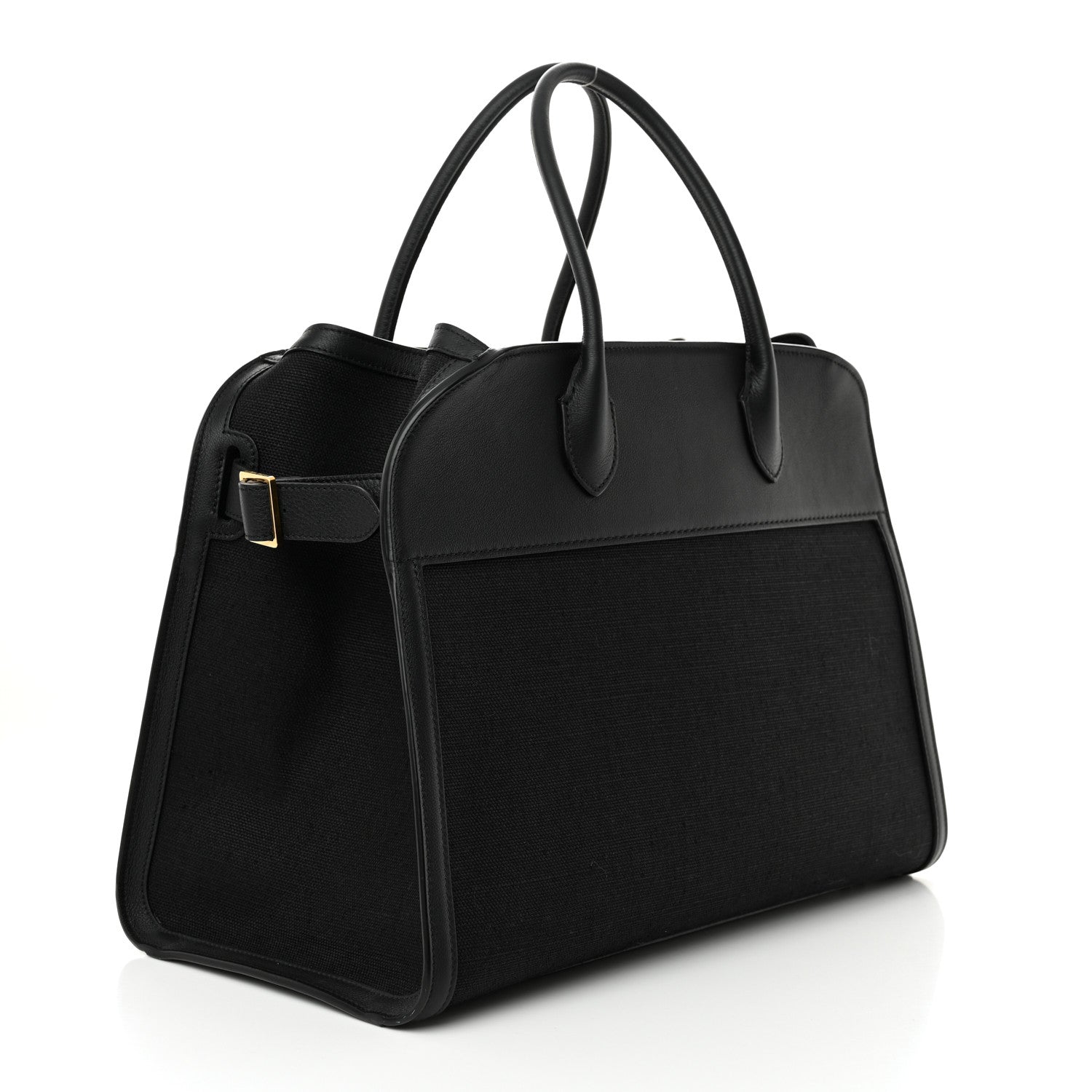 The Row Canvas Polished Saddle Calfskin Soft Margaux 15 Black