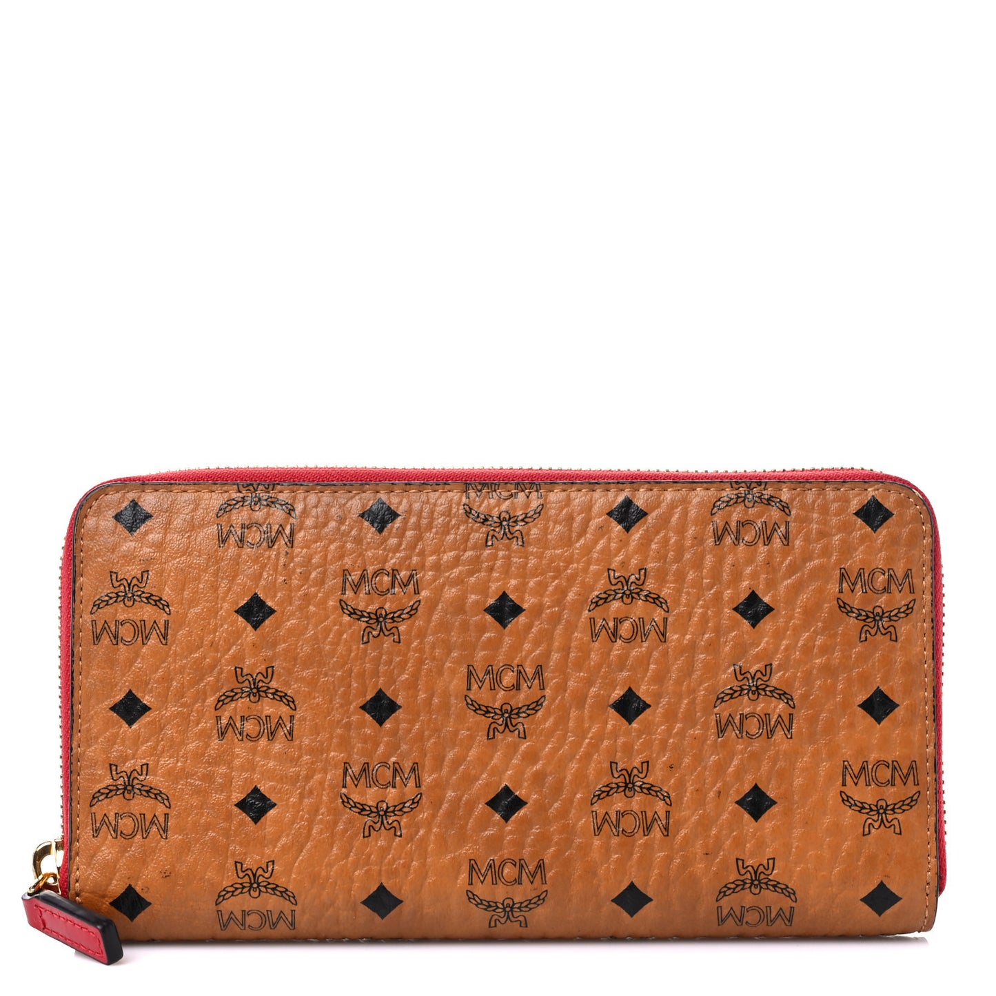 Visetos Large Zip Around Wallet Cognac Red