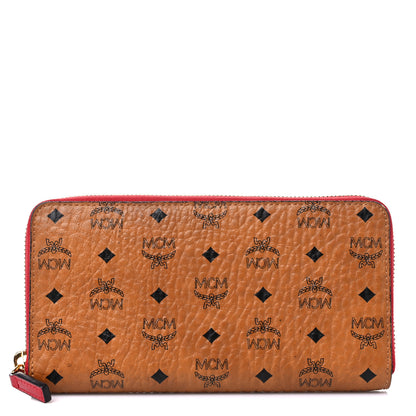 MCM Visetos Large Zip Around Wallet Cognac Red 1 of 11