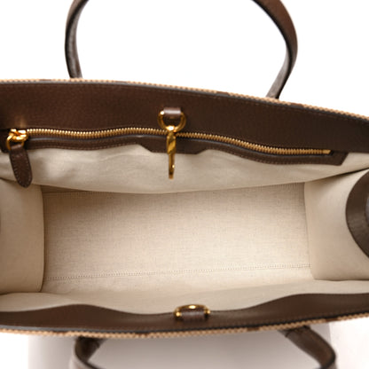 Gucci Monogram Jumbo GG Textured Dollar Calfskin Web Tote Bag Camel Ebony New Acero 5 of 10