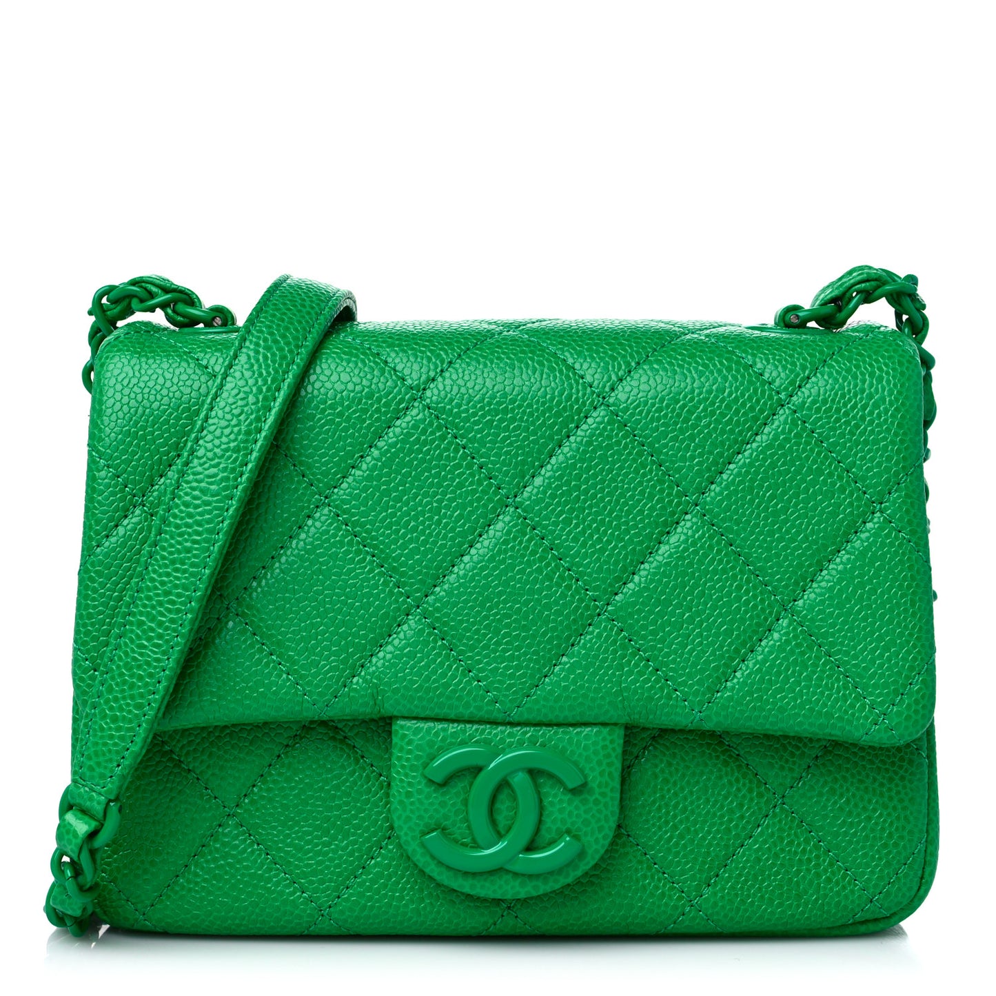 Caviar Quilted Mini Incognito Square Flap Green