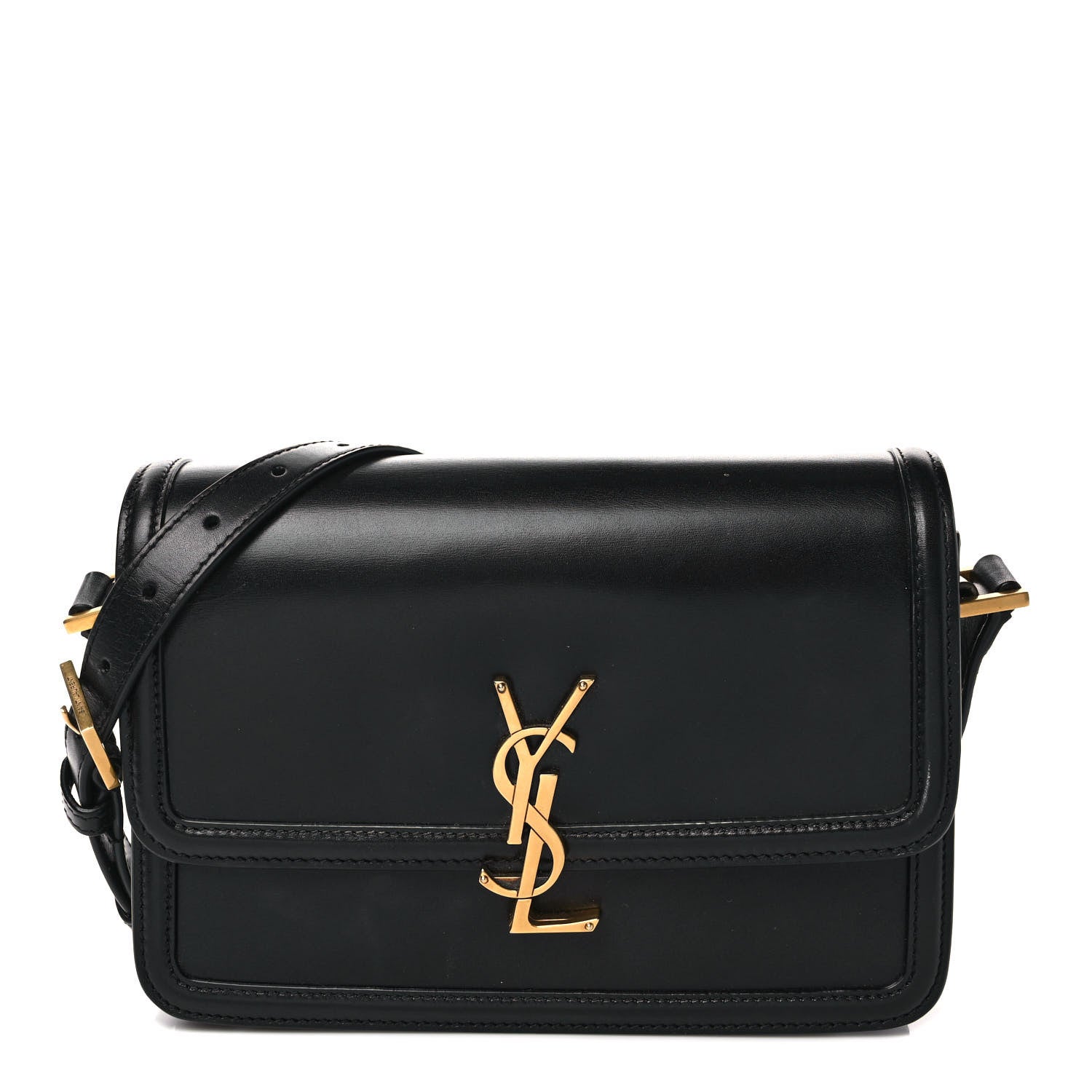 Saint Laurent Box Calfskin Monogram Medium Solferino Satchel Black 1 of 11