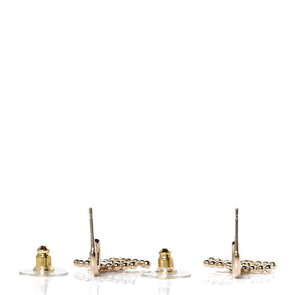 Chanel Metal Bead CC Drop Earrings Gold 3 of 6