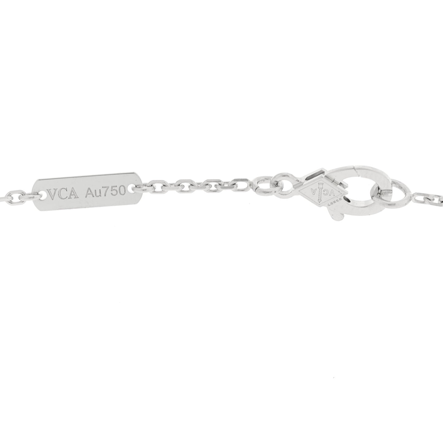 18K White Gold Guilloche Vintage Alhambra Pendant Necklace