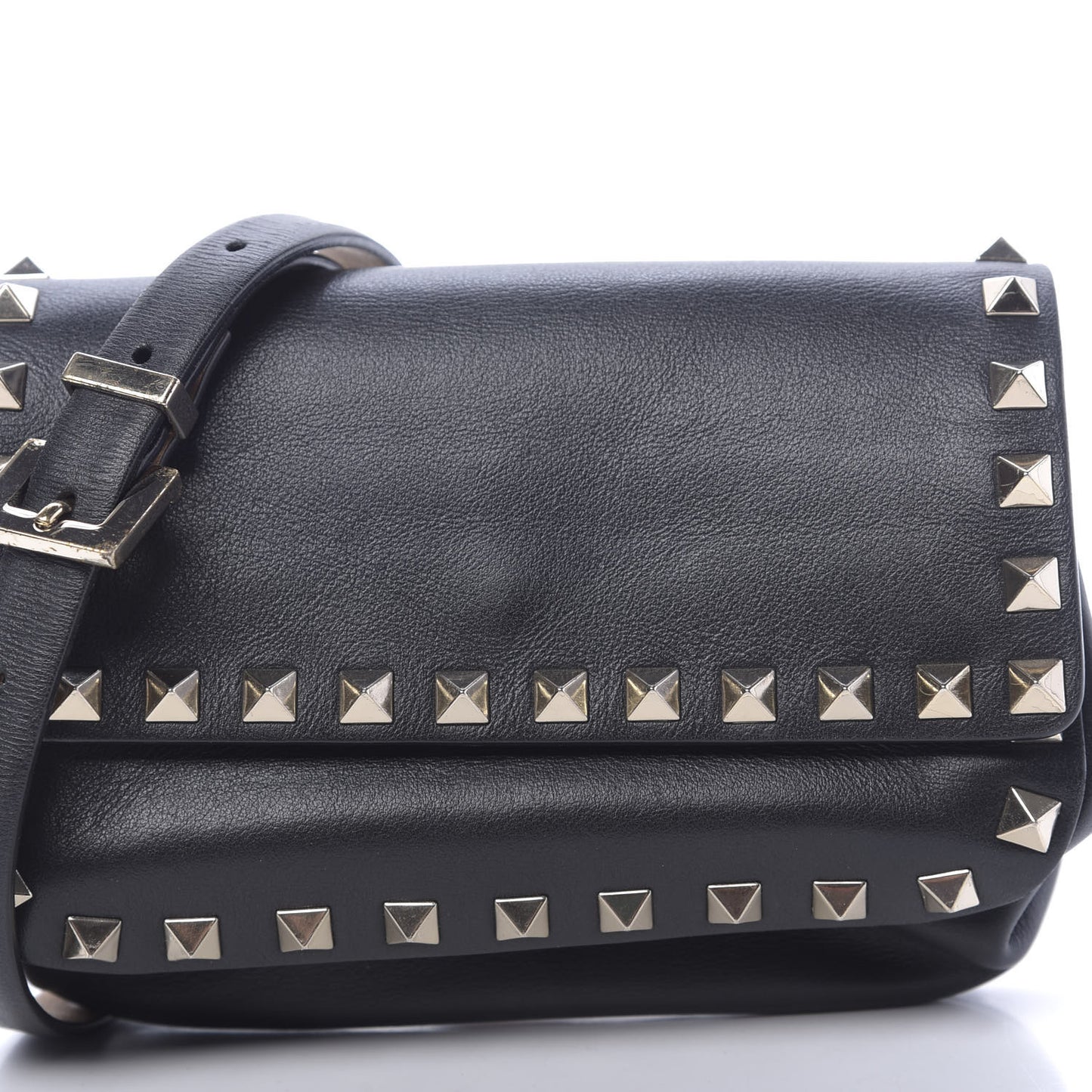 Calfskin Rockstud Belt Bag Black