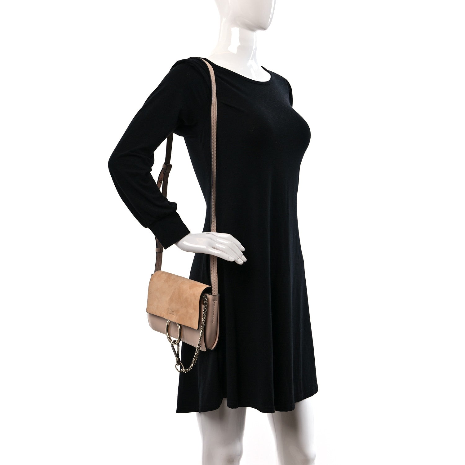 Chloe Suede Calfskin Small Faye Shoulder Bag Cement Pink 2 of 8