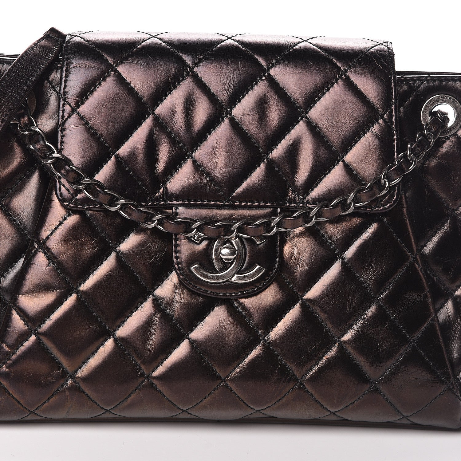 Chanel Glazed Calfskin Quilted Accordion Flap Black 8 of 11