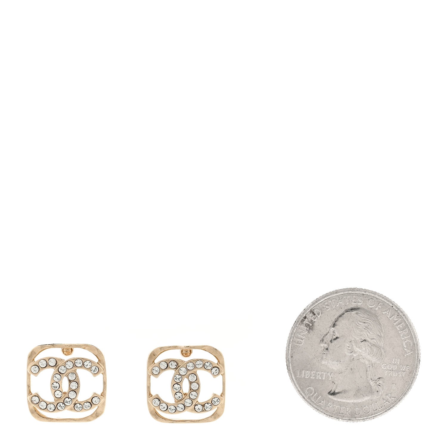 Chanel Crystal Square CC Earrings Gold 2 of 4