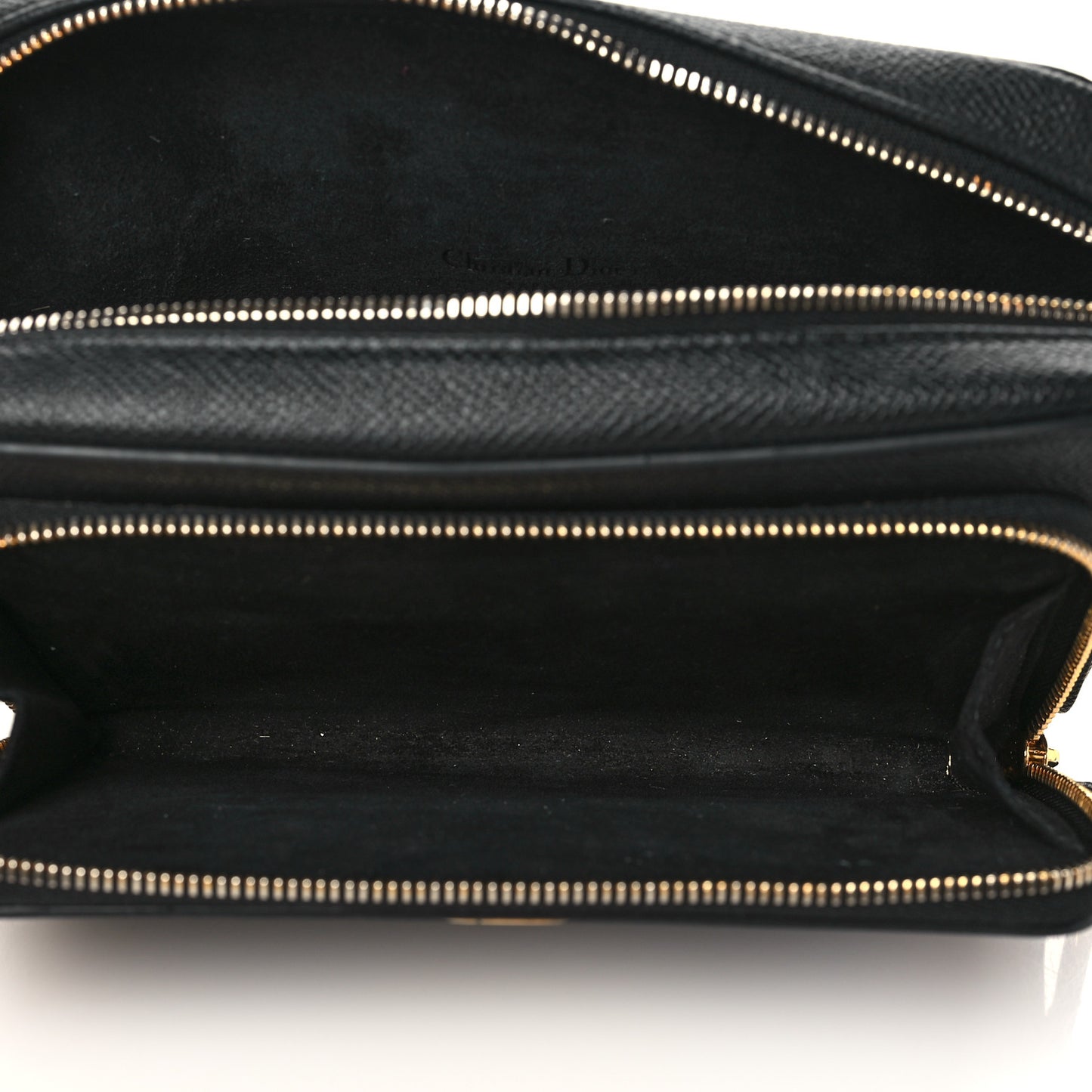 Grained Calfskin Caro Double Pouch Black