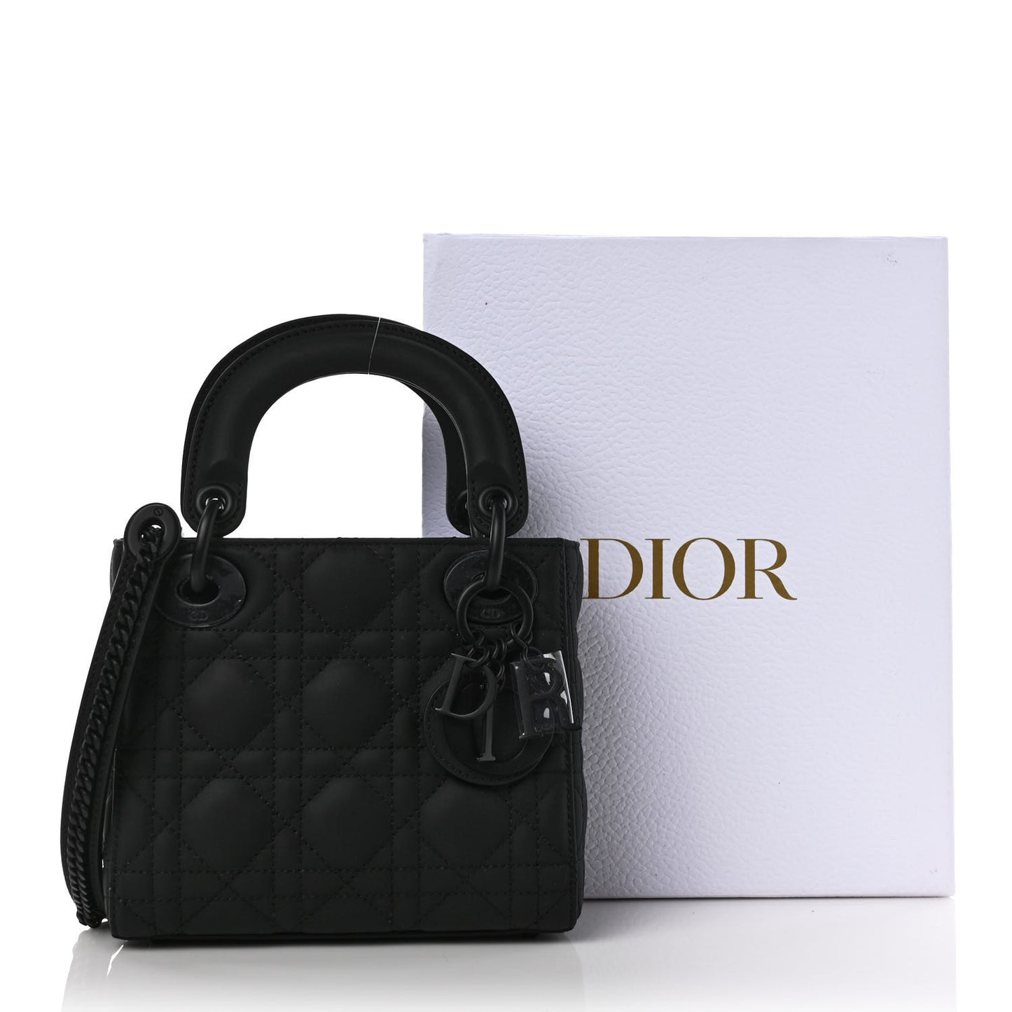 Ultra Matte Calfskin Cannage Mini Lady Dior Black