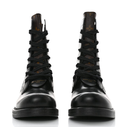Louis Vuitton Calfskin Monogram Metropolis Flat Ranger Boots 36 Black 2 of 8