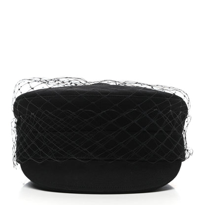 Christian Dior Cotton Canvas Arty Cap with Veil 58 Black 3 of 9