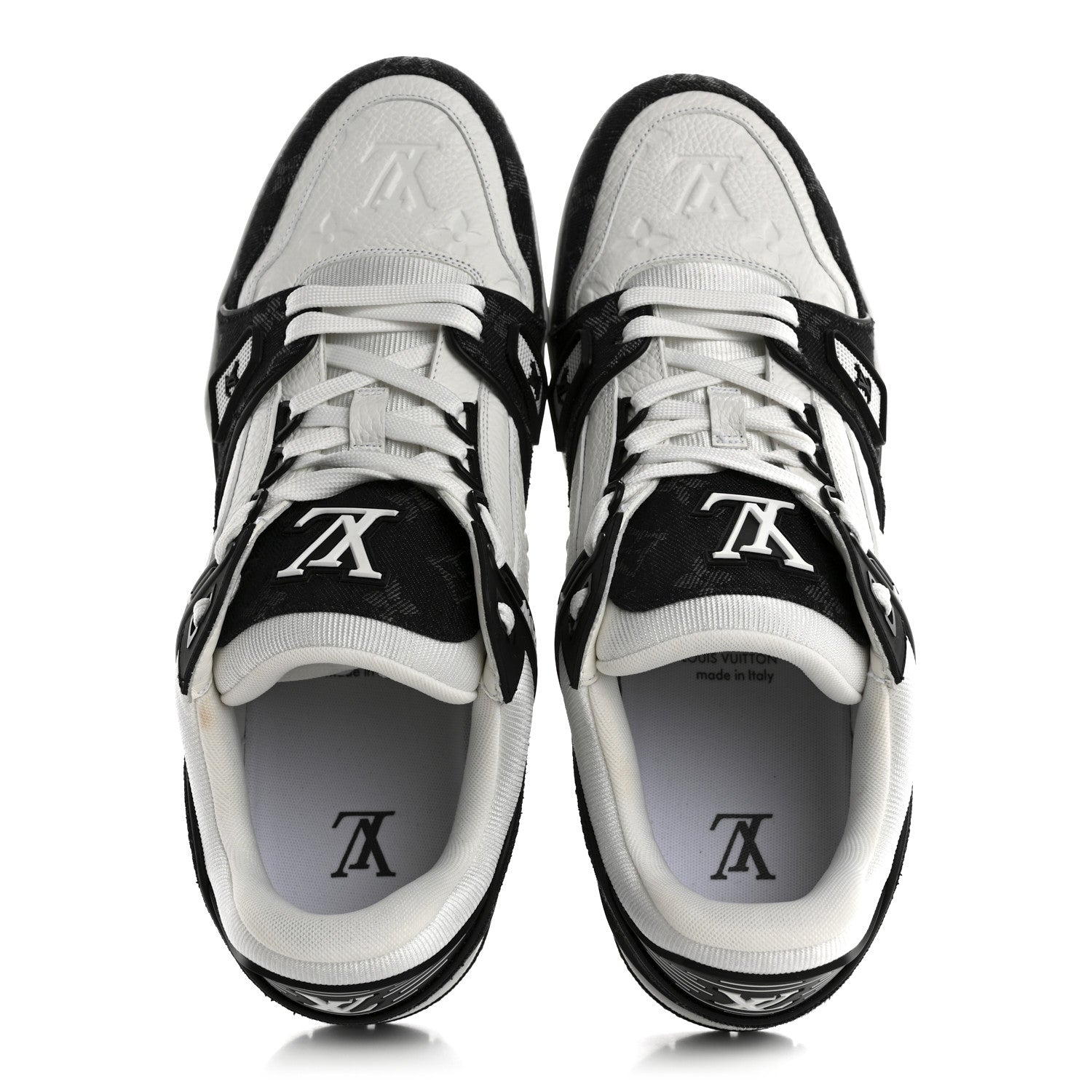 Louis Vuitton Calfskin Monogram Denim Mens LV Trainer Sneakers 9