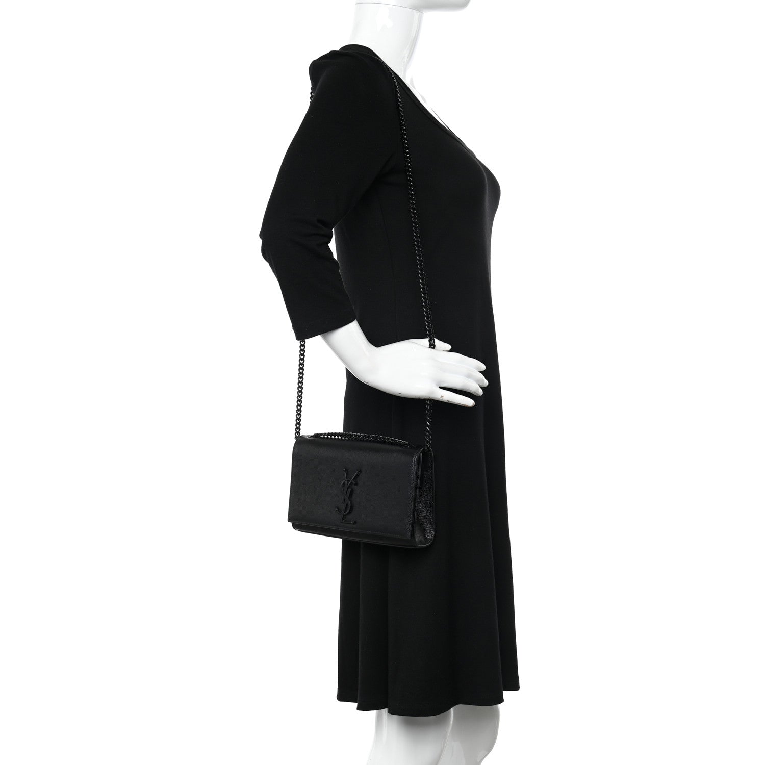 Saint Laurent Grain De Poudre Small Monogram Monochrome Kate Satchel Black 2 of 9