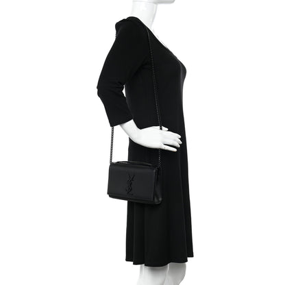 Saint Laurent Grain De Poudre Small Monogram Monochrome Kate Satchel Black 2 of 9