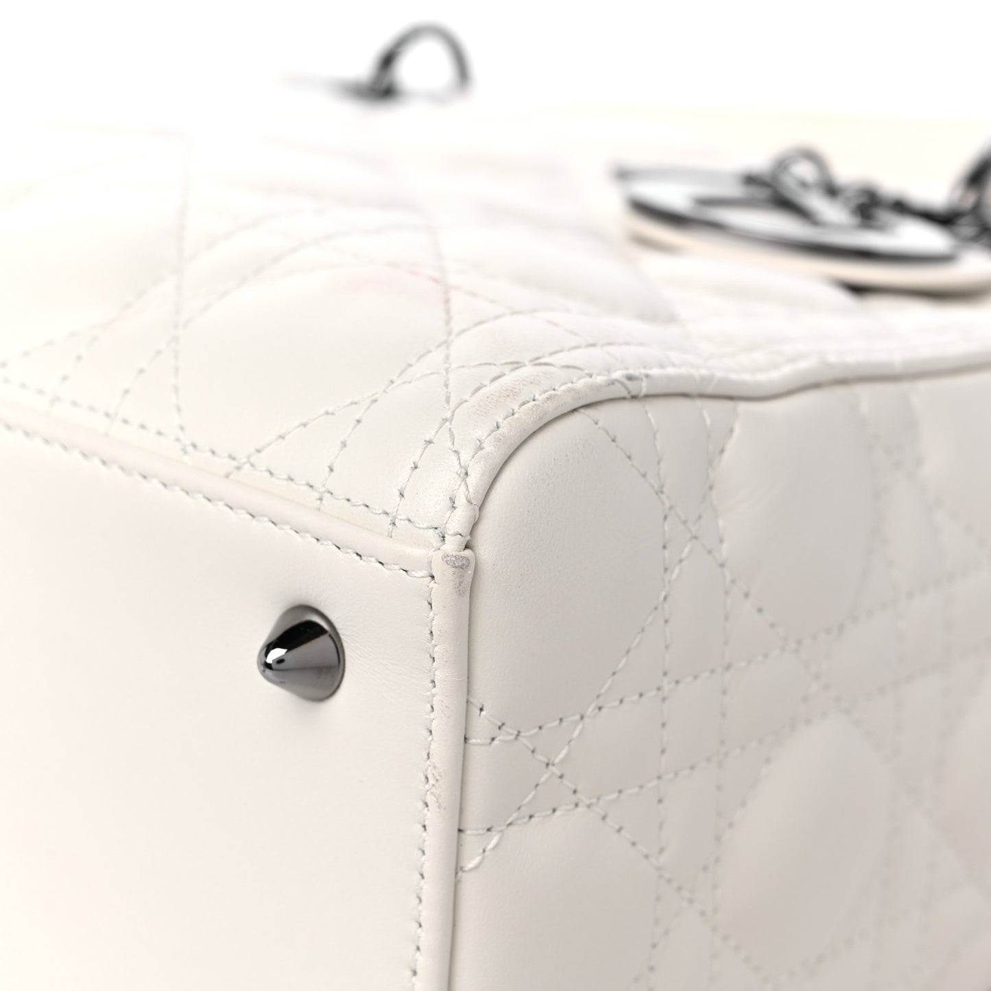 Lambskin Cannage Medium Lady Dior White