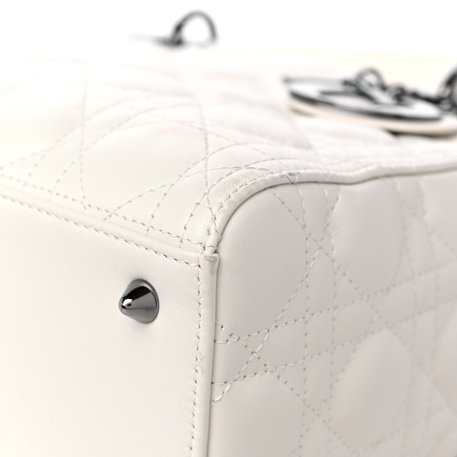 Christian Dior Lambskin Cannage Medium Lady Dior White 9 of 18