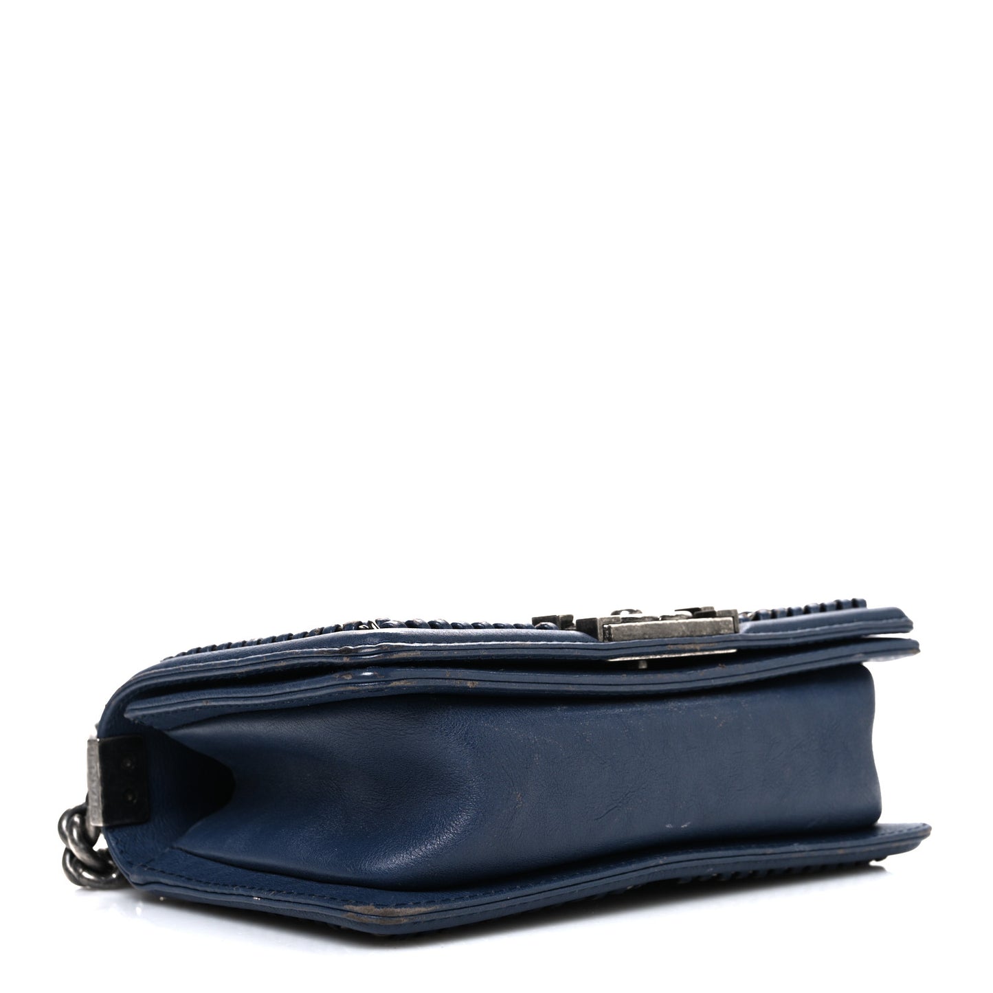 Calfskin Quilted Small Top Handle Boy Flap Navy