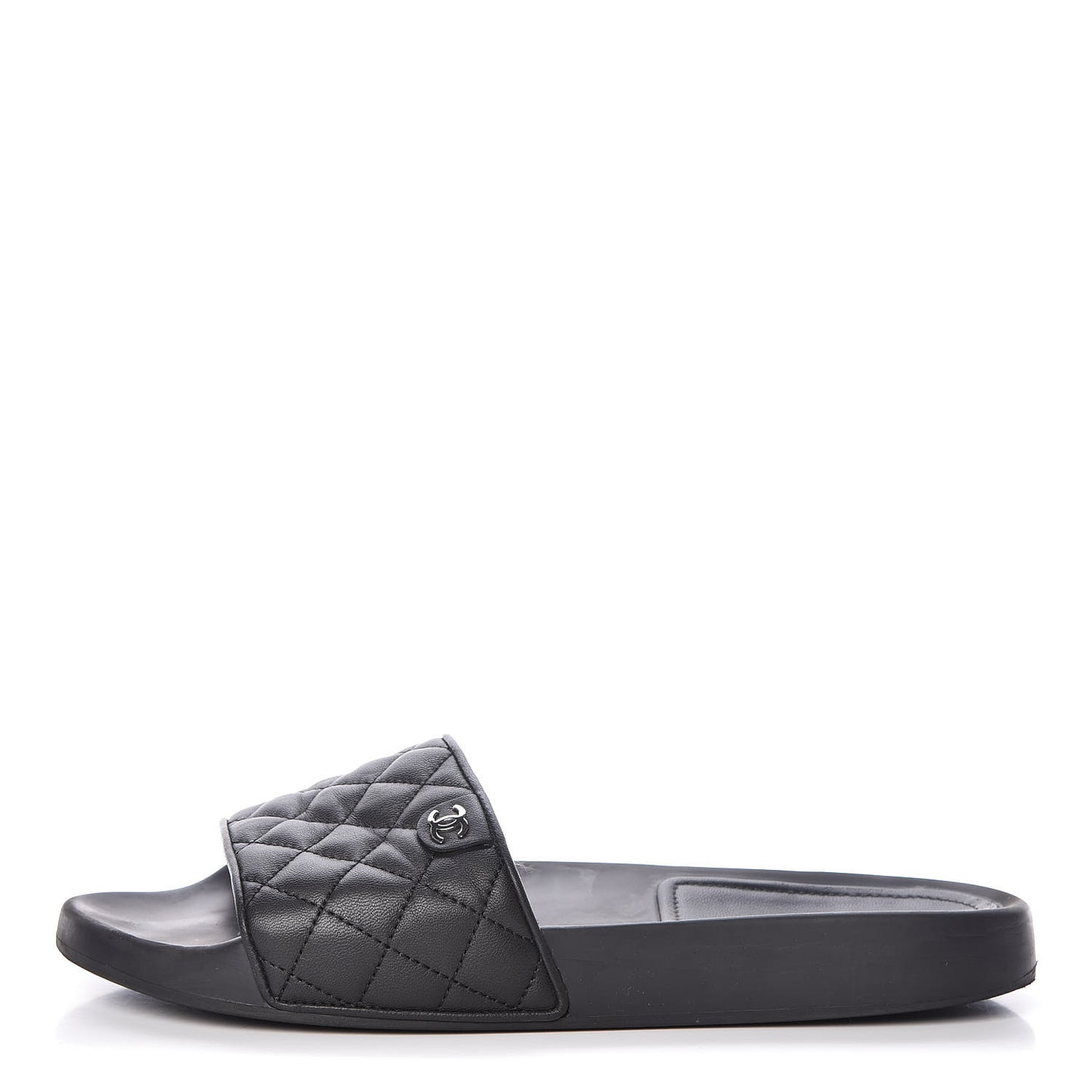 Lambskin Quilted CC Mules Sandals 42 Black