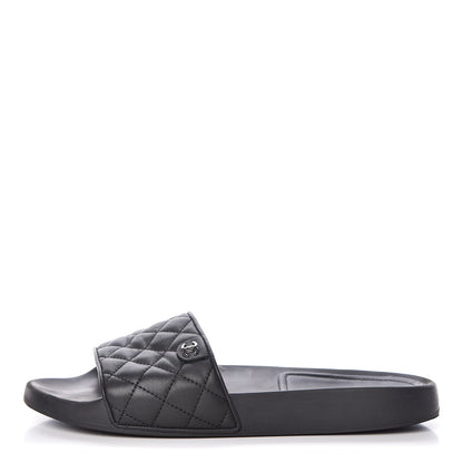 Chanel Lambskin Quilted CC Mules Sandals 42 Black 1 of 14
