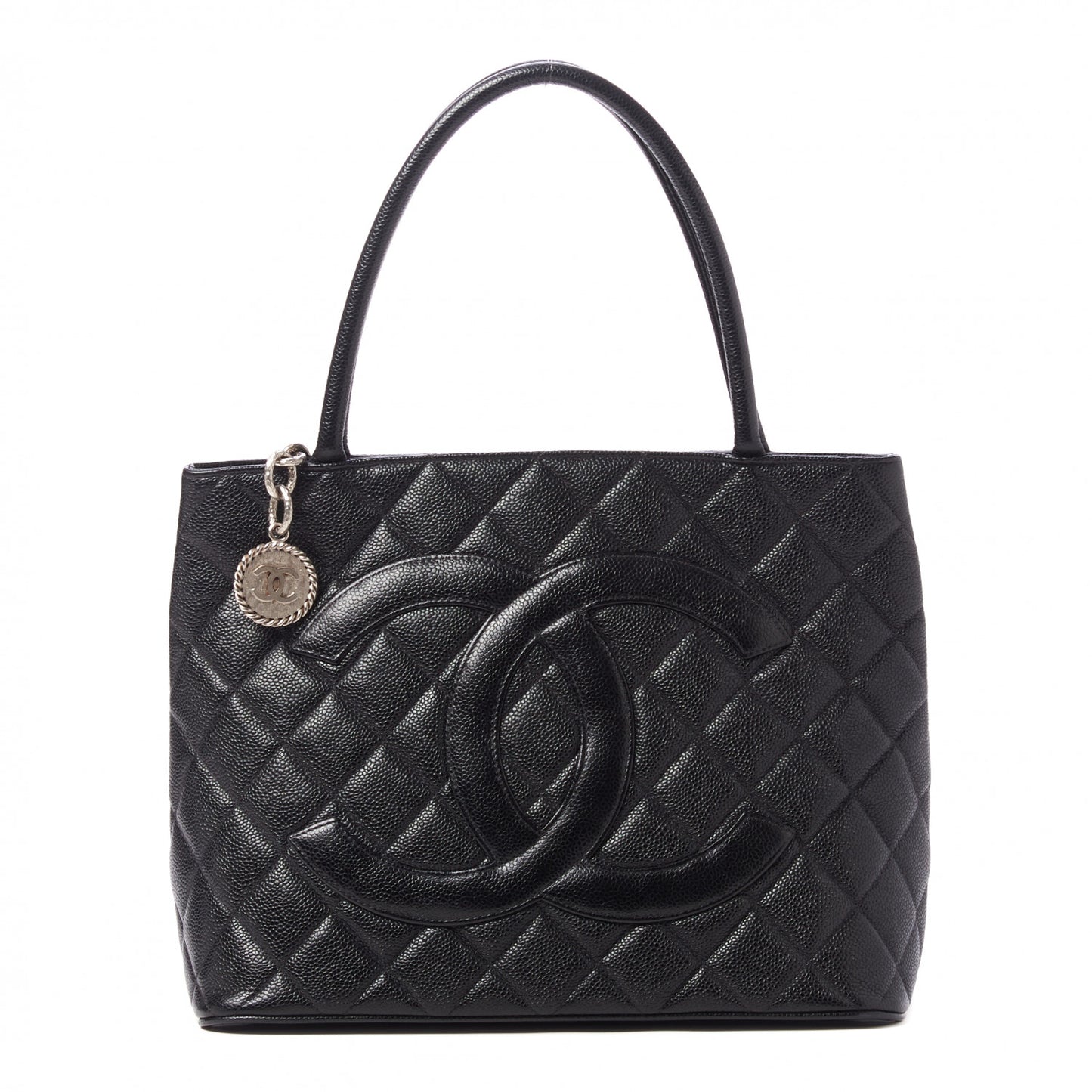 Caviar Quilted Medallion Tote Black
