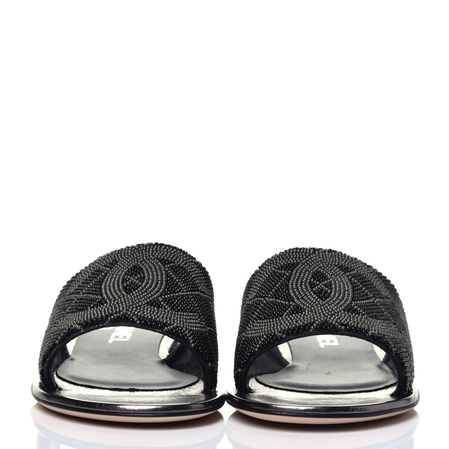 Chanel Pearl Embroidery CC Mules 36.5 Black 2 of 8