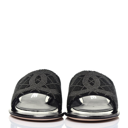 Chanel Pearl Embroidery CC Mules 36.5 Black 2 of 8