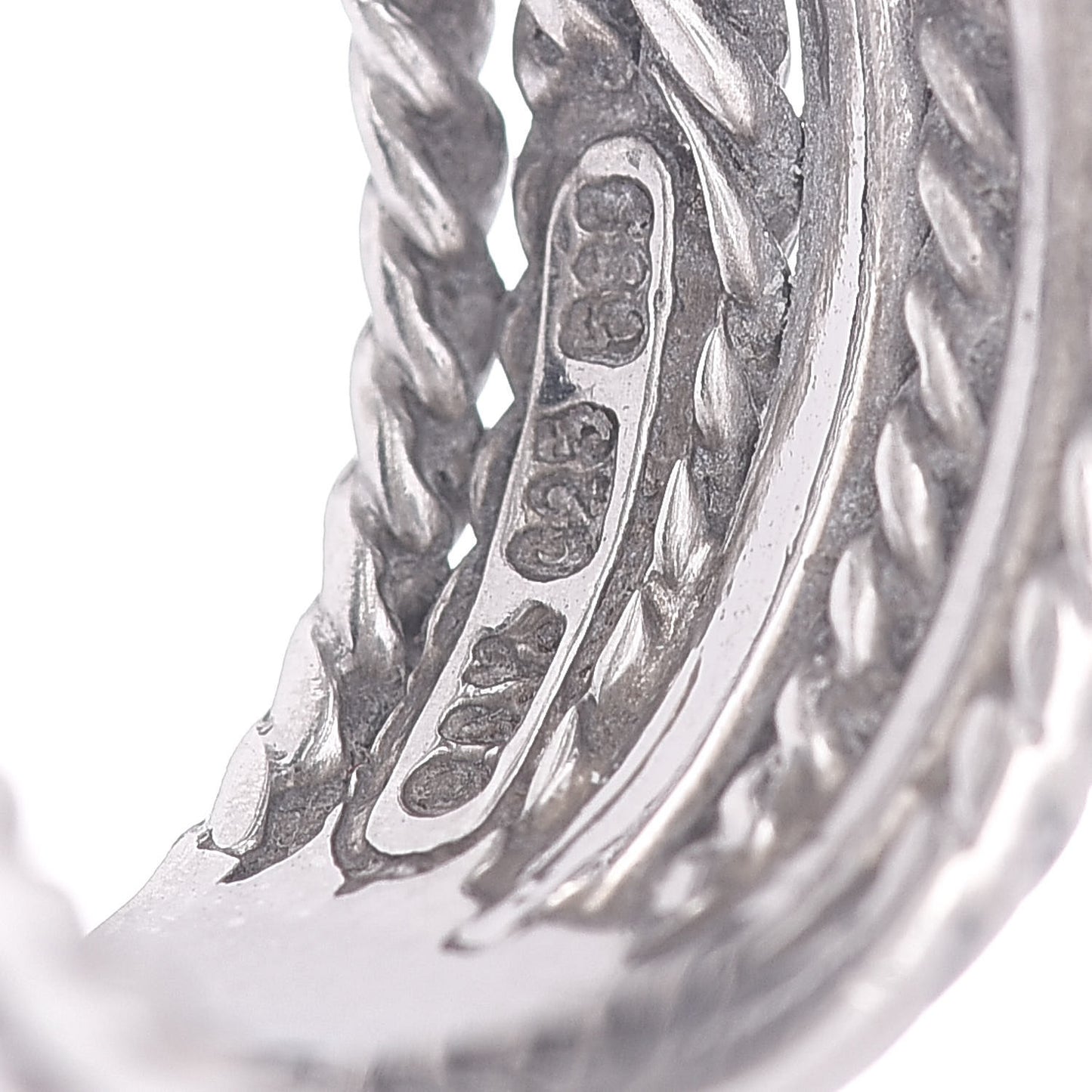 Sterling Silver 14K White Gold Diamond 11mm Wide Crossover Cable Ring 54 7