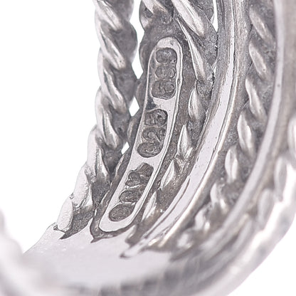 David Yurman Sterling Silver 14K White Gold Diamond 11mm Wide Crossover Cable Ring 54 7 5 of 5