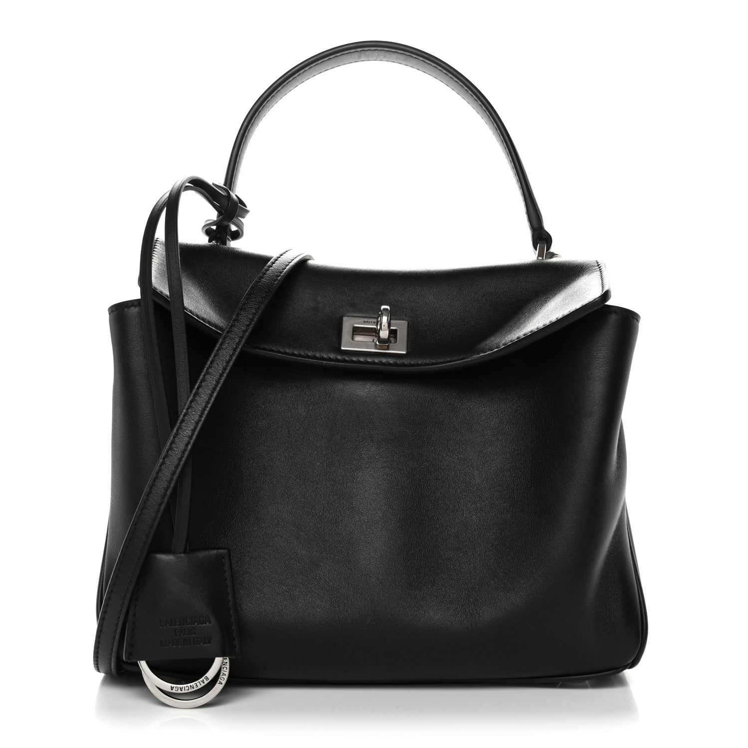 Balenciaga Natural Smooth Calfskin Mini Rodeo Top Handle Handbag Black 1 of 10