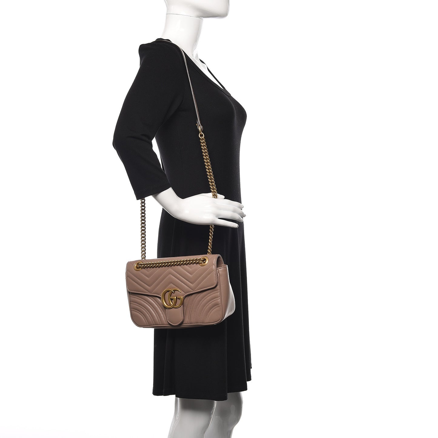 Calfskin Matelasse Small GG Marmont Shoulder Bag Porcelain Rose