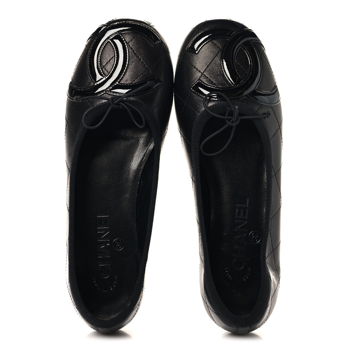 Chanel Lambskin Quilted Cambon Ballerina Flats 36.5 Black 2 of 10